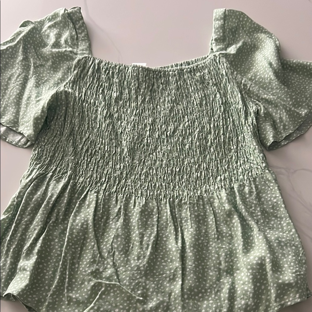 Green Polka Dot Women's Top